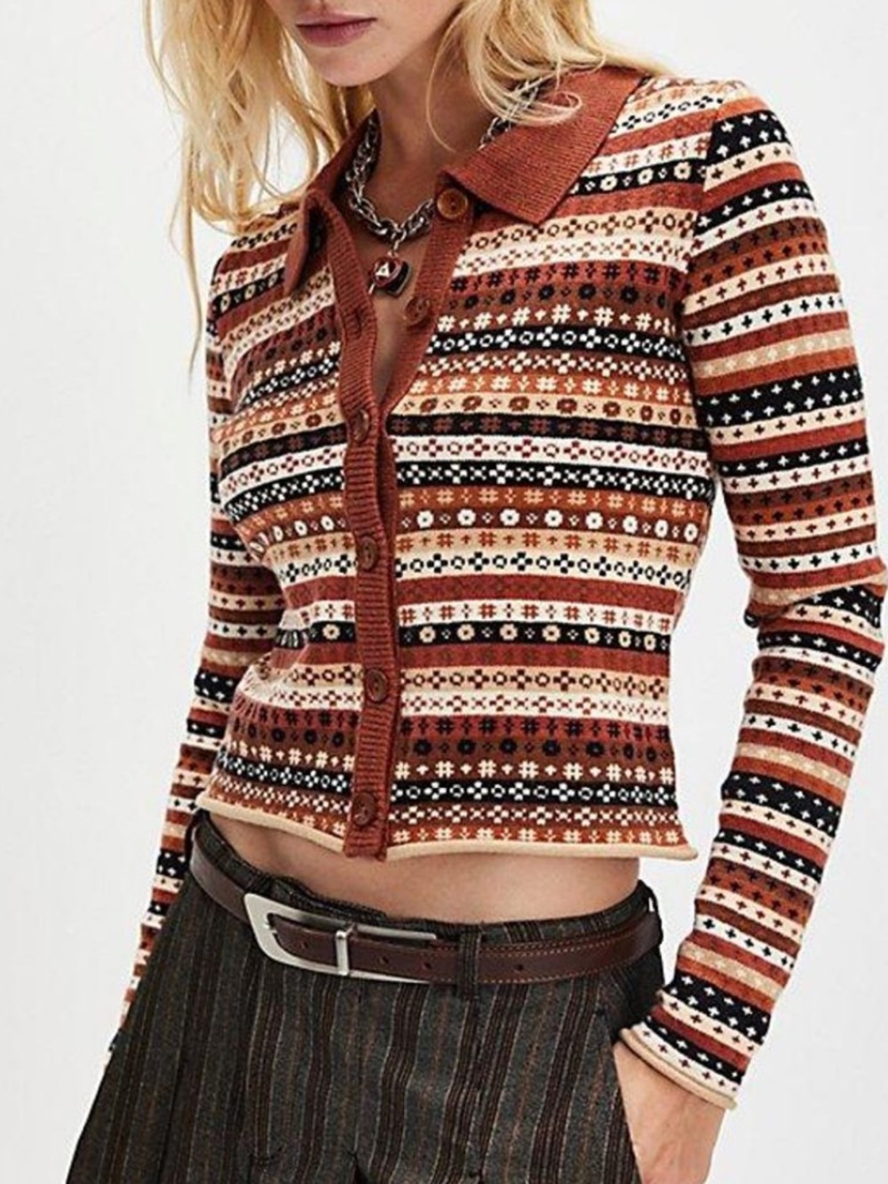 OAK AND PINE CARDIGAN BROWN COMBO